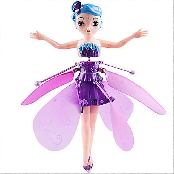 Flygande Fe Flygande Prinsessa Docka magisk Flygande Pixie Leksak Infraröd Induktionskontroll Leksak, Halloween Jul Flickor och Pojkar Leksaker Presenter[HK] Purple