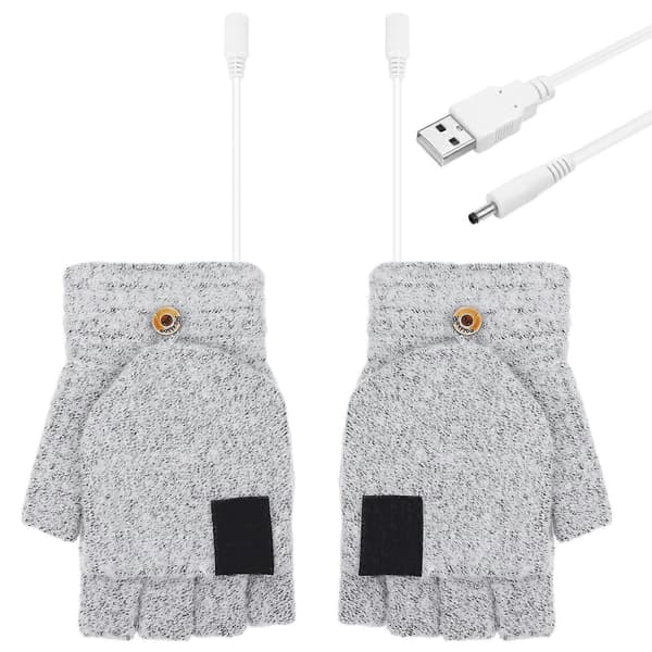 1 par USB-opvarmede handsker varme varmende luffer håndvarmere handsker til kold vinter [YJD] Grey