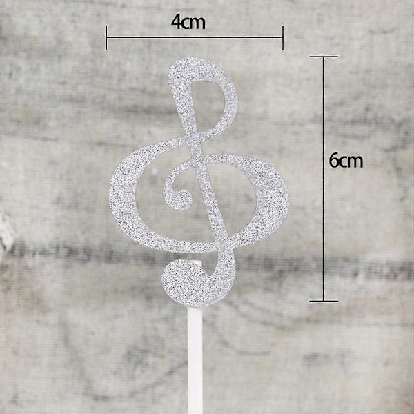 Musiknoder Cupcake Topper til Kagedekoration 6 stk. Sølv Festpynt [YJD]