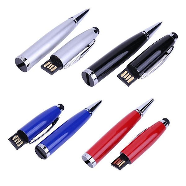 3-i-1 USB 2.0 Flashdrev Skærmstylus Pen Kuglepen 32gb Blå (YJD) Silver 140x20x10 mm