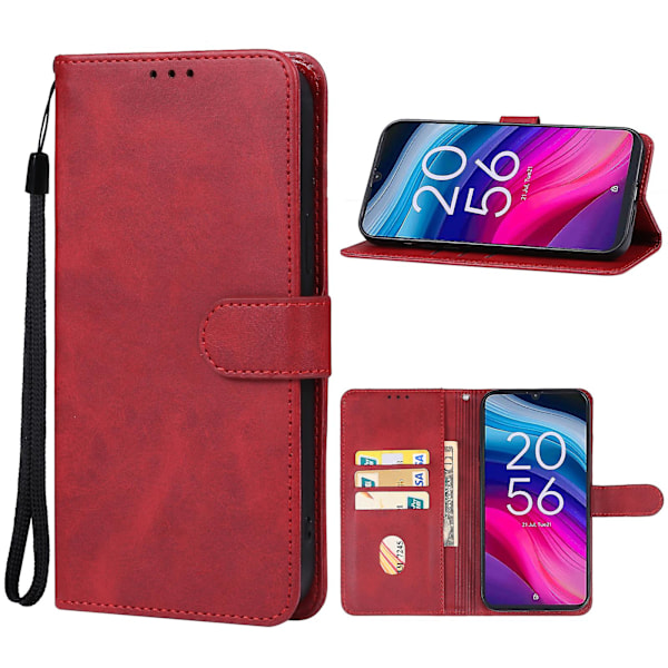 Til TCL 505 Læder Telefon Cover (YJD) Red