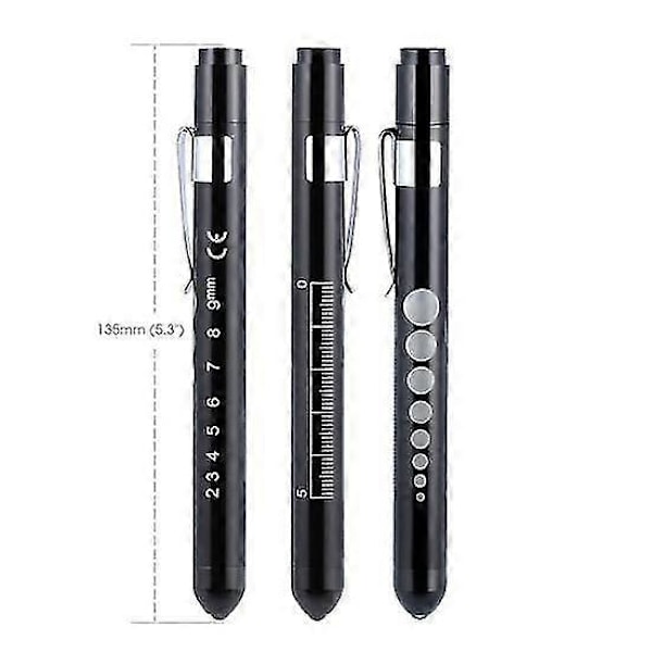 Bærbar Medicinsk Førstehjælp LED Pen Lommelygte Torch Lampe med Pupilstørrelsesmåler[YJD] red
