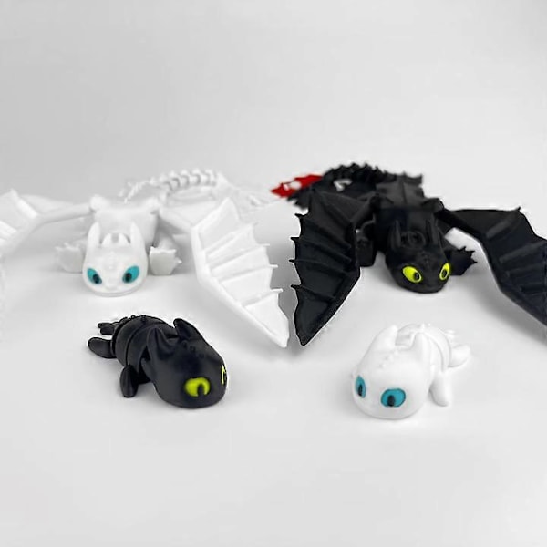 Tandlöse och Light Fury Familj 3D Figur Set - Draktränaren, 22 cm[YJD]