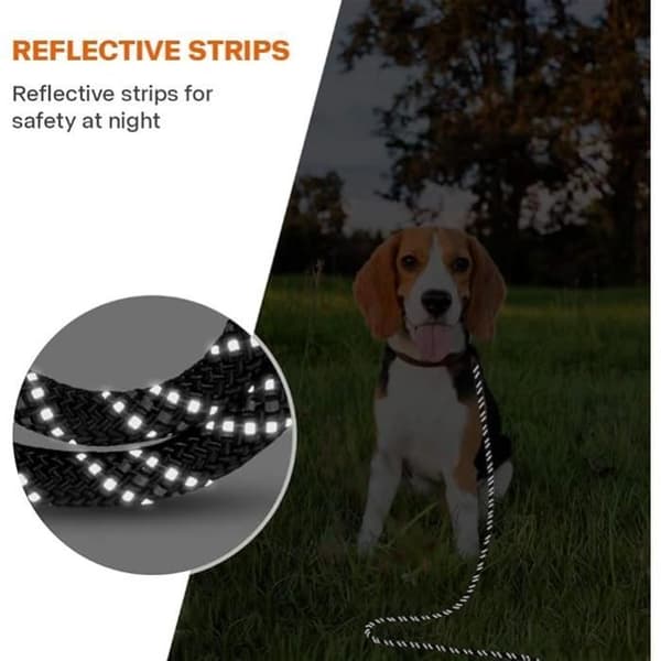 Hundkoppel - 10 m - 8 mm slitstark nylon - Vadderat handtag - Reflekterande sömmar (YJD)