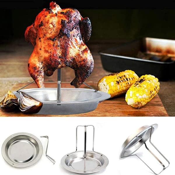 Sæt med 2 grillriste i rustfrit stål med drypbakke grilltilbehør - Sølv[YJD]