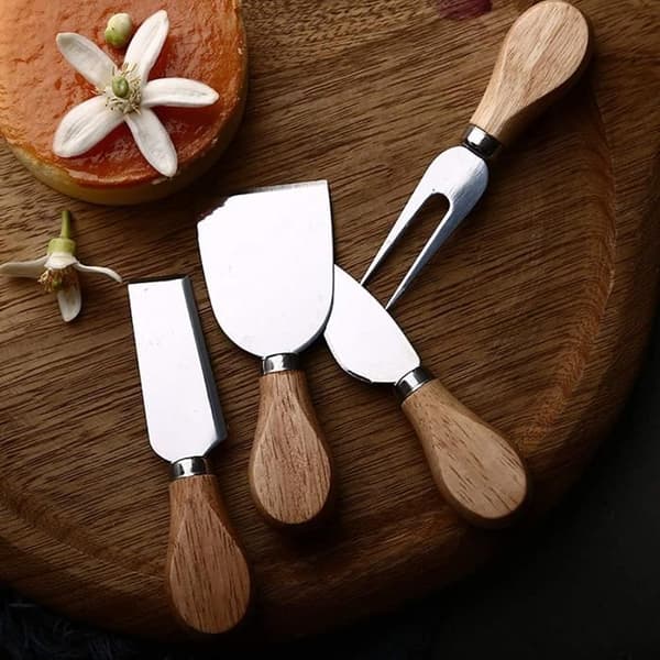 Oste kniv - ZGEER - 4 dele - Rustfrit stål - Træhåndtag - Rustbestandig (YJD)