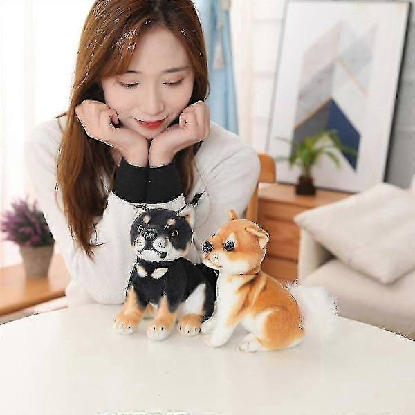 20/35cm Søt Shiba Inu Hund Plysj Leke Koselig Sittende Liggende Valp Dukker Stoppet Myk Dyreleke Barn Baby Bursdagsgaver_v (YJD) 20cm lying black