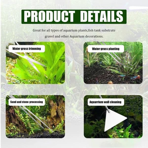 Akvarium aquascaping sæt - 1 sæt (saks + pincet + spatel), rustfrit stål + taske - Velegnet til akvarievedligeholdelse (YJD)