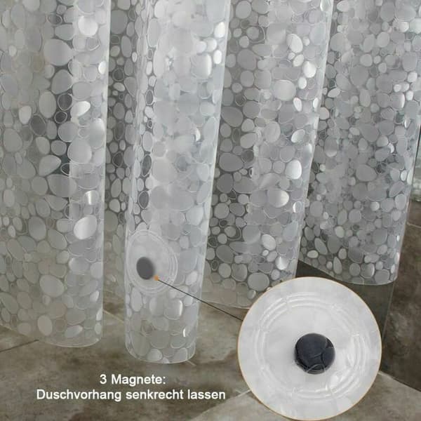 Dusjforheng - LARGEIGHT - 180 x 200 cm - Muggresistent - Vanntett - 12 ringer inkludert (YJD)