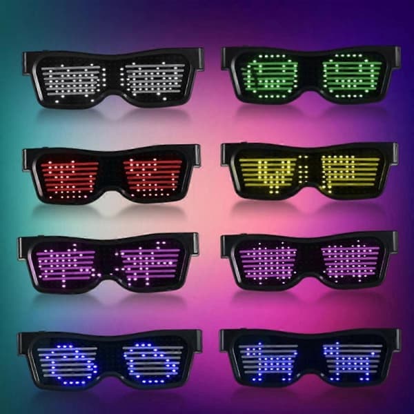 LED Bluetooth Smart Briller, Fuld Farve & Programmerbar, USB-opladet, App-styret, Lysende Festbriller – Kompatibel med iOS/Android[YJD] Red