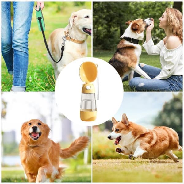 Hundefoderdispenser - Bærbar vandflaske til hunde - Bærbar vanddispenser til hvalpe, lækagesikker vandbeholder (YJD)