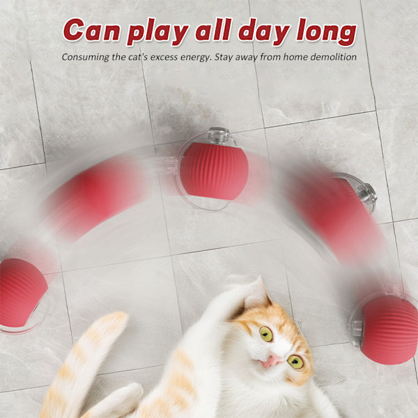 2024 Smart Cat Ball Toy Automatisk Rullande Boll Elektrisk Kattleksak Självstyrande Interaktiv Katthund (kk) Red