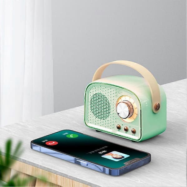 Trådlös Retro Bluetooth Högtalarradio, Bärbar Bluetooth Högtalare för Utomhusbruk Stöder TWS-parning/U-disk/TF-kort/AUX[YJD] Cyan