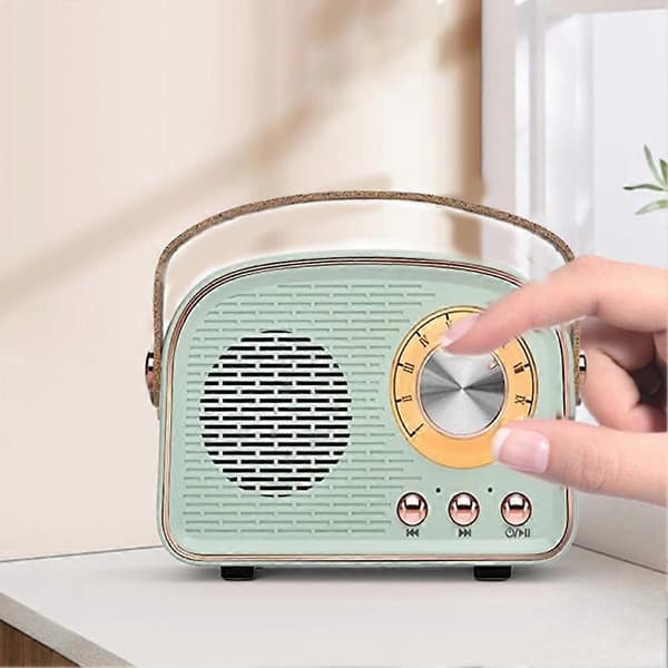 Trådlös Retro Bluetooth Högtalarradio, Bärbar Bluetooth Högtalare för Utomhusbruk Stöder TWS-parning/U-disk/TF-kort/AUX[YJD] Cyan