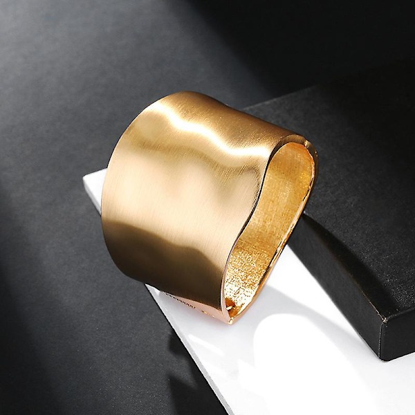 Brede Armbånd Minimalistisk Legering Guld Farve Armbånd Kvinder Tilbehør (YJD) Bright Gold