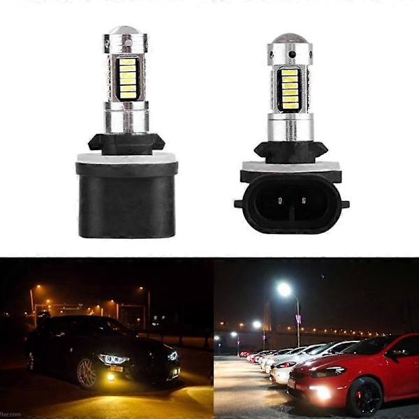 1 Par 881/880 billampa H27 Glödlampa Superljus 6500k LED Auto Kördimljus Glödlampa DRL Lampa 12V 550LM H3/H1/881/880 Dimljus[YJD] H27-881
