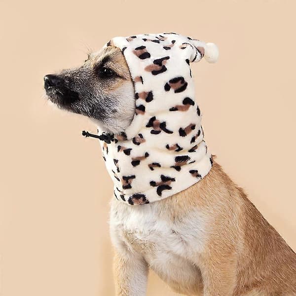 Efterårs- og vinterkæledyrs leopardprint hat sjov spoof hat julehat hvalpehat kæledyrshovedbeklædning transformationshat[YJD] Leopard color