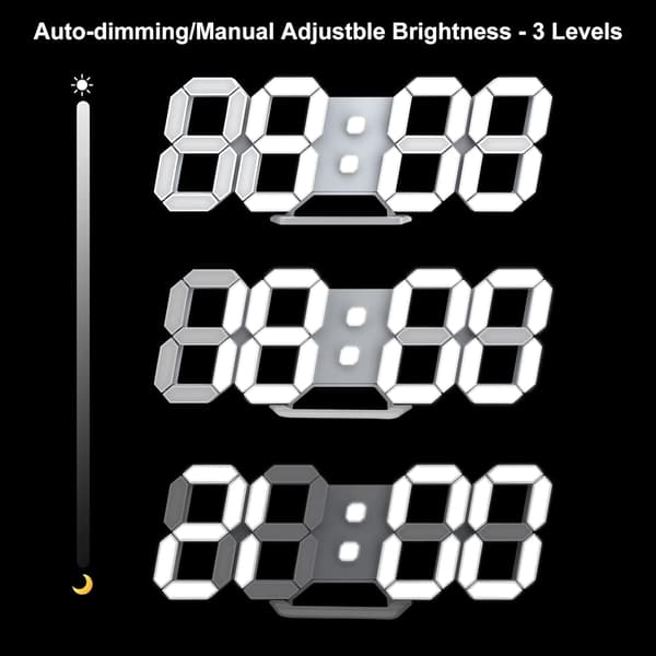 Moderne LED Vækkeur med 3D Display, Lysdæmper og Snooze-funktion[YJD]