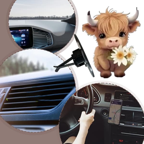 Vent Clips Airfrisker, Bil Aromaterapi Diffuser Vent Clip | 2D Akryl Sød Højlandsko Form Parfume Aromaterapi Diffuser til SUV RV S[YJD]