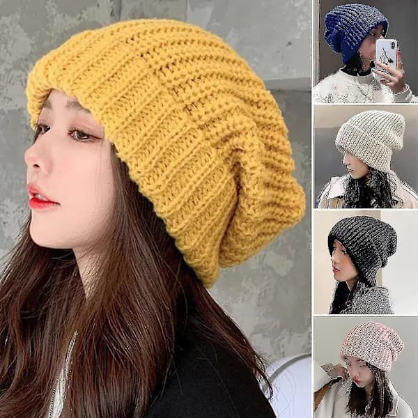 Stretchig Mössa Enfärgad Baggy Slouchy Varm Vintermössa [YJD]