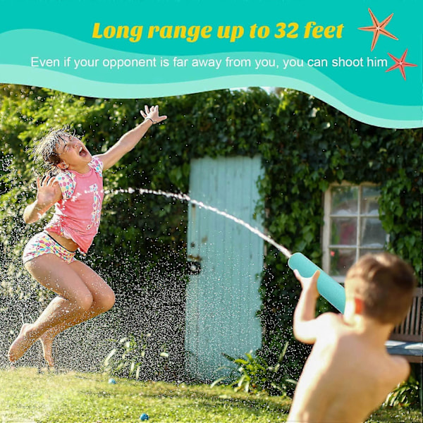 Skum Vattenpistol, 6 st Långdistans Vattenpistol för Barn och Vuxna, 10m, Vattenpistoler och Hagelgevär för Sommar Utomhus Pool Strand Trädgård[YJD]