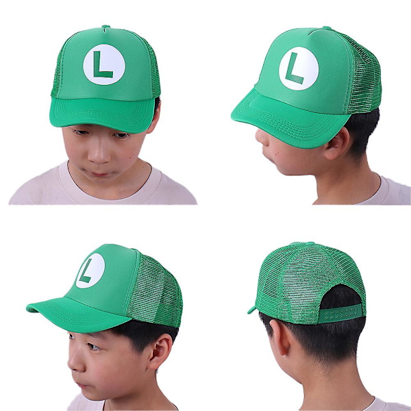 Super Mario Bros Baseballkeps Sommar Barn Resa Utomhus Solhat Truckerkeps Justerbar Andningsbar Meshkeps Presenter [kk] All Green