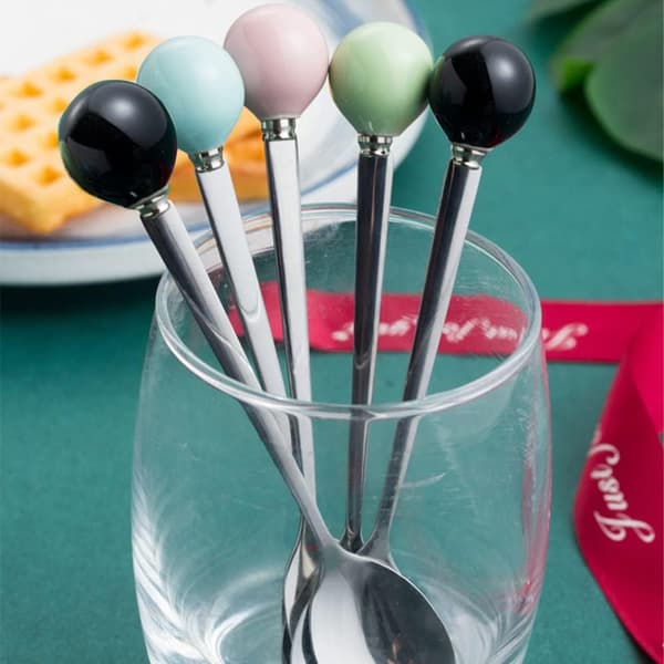 Dessert Ske 4-pak Rustfrit Stål Koreansk Kaffe Teske 14cm Blå[YJD]