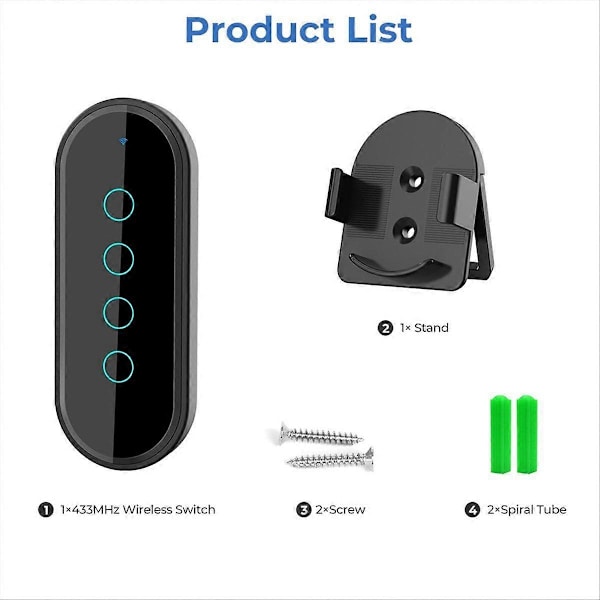 Smart Home 433mhz 4-tasters EV1527 Koding Nøkkel Fjernkontroll Svart[YJD]