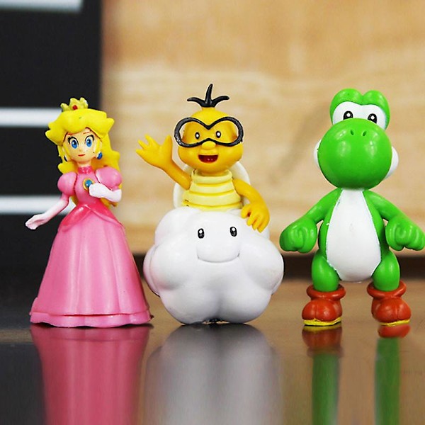 18 stk. Mini Super Mario Figurer Super Mario Bros Yoshi Daisy Princess Pvc Actionfigurer (YJD) as show