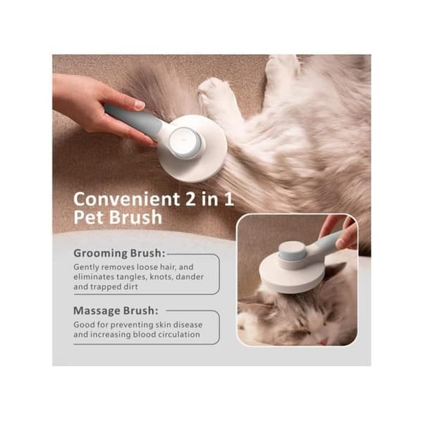 Selvrensende børste til hunde og katte - Fjerner 95% af løse hår - Blid massage - Grå (YJD)