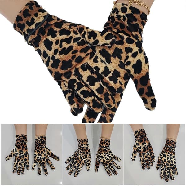 Moderigtige leopardprint handsker, varme og bløde, egnet til daglig brug hele året rundt [YJD] Multicolor