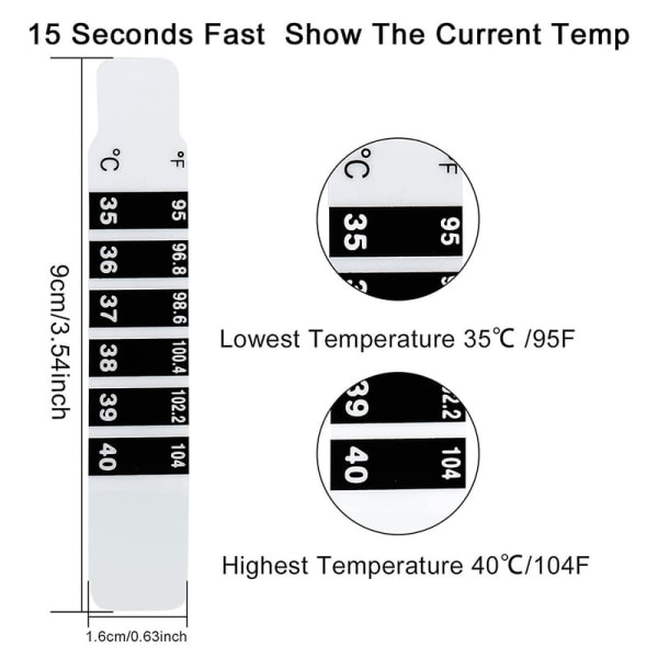 30 st Panntermometerremsor Självhäftande termometerremsor Återanvändbara termometerklistermärken Discol White  Black