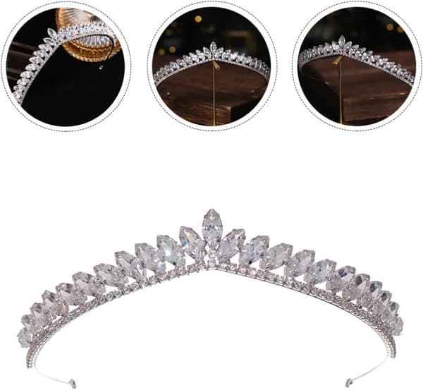 Tiara-hodebånd med krystall og perler for kvinner, hårtilbehør til bryllupsfest [YJD]