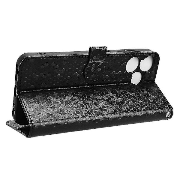 För ZTE Blade V50 Smart/Blade V50 Design 4G Läderfodral Prickmönstrat Flip Telefonfodral -[HK] Black ZTE Blade V50 Smart