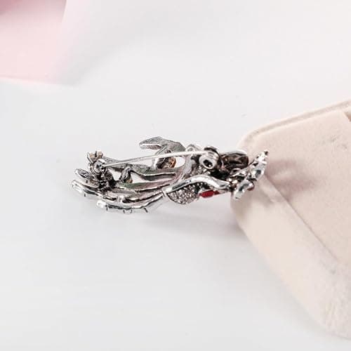 Dödskalleformad handbrosch, punk chic-stil, prydd med strass och tillverkad av legering. Mångsidig accessoar för kläder och väskor. (JYD)