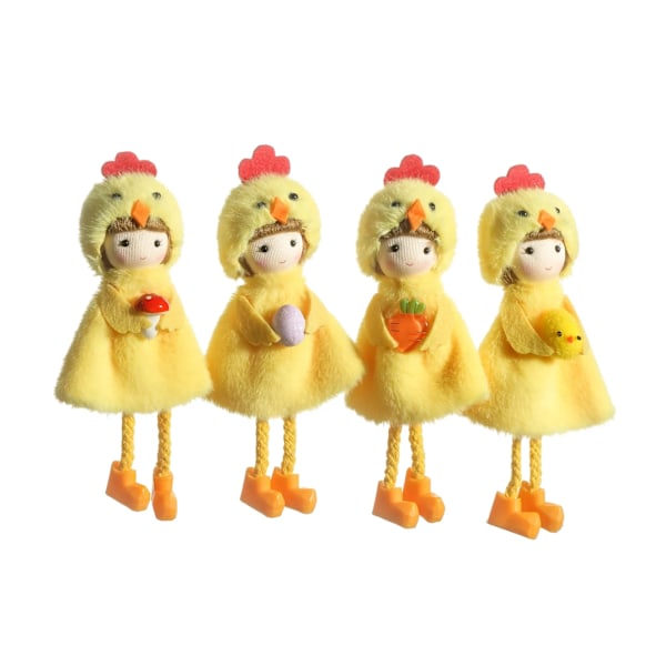 2025 Påskedukker Hengende Ornamenter Gul Kylling Egg Engel Jente Tre Anheng Figur Hjem Bryllup Bursdagsfest Dekor Rekvisitter(YJD) 4PCS Set