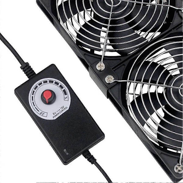 3x 120mm Vifte for Serverkjøling, 100V-240V, Hastighetskontroll, EU-plugg [YJD]