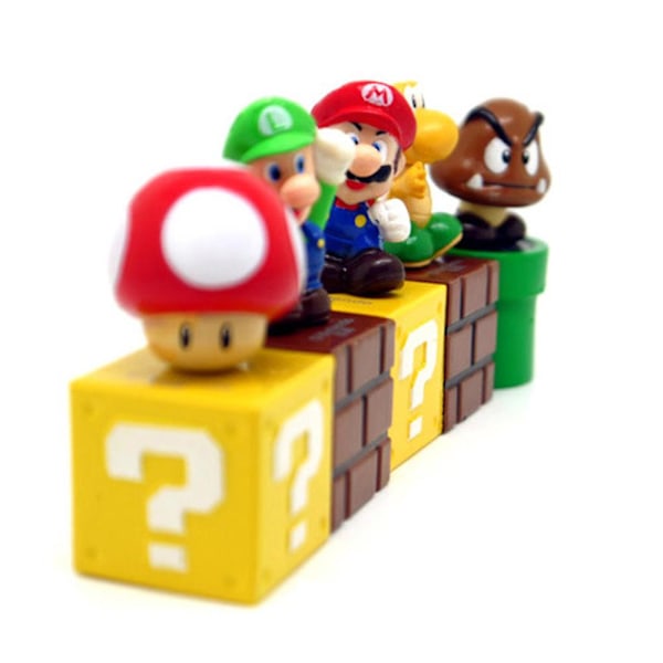 5 stk Super Mario Figurer Legetøj - Mario & Luigi Figurer - Yoshi & Mario Bros Actionfigurer Kage Toppers Pynt Gaver Til Børn Fans  (YJD)