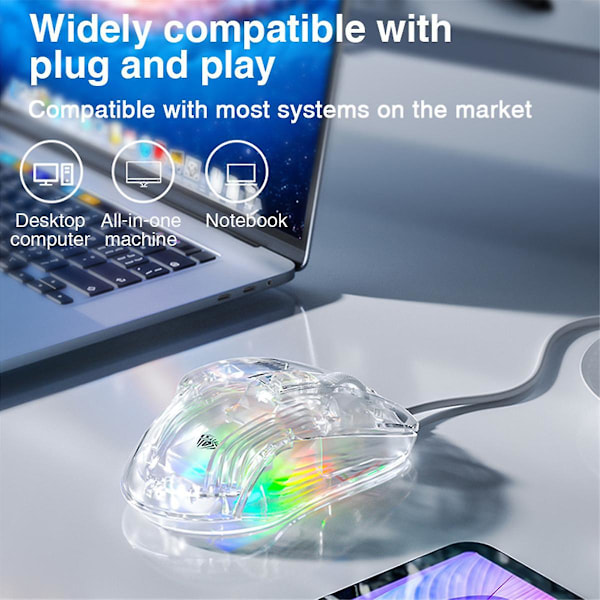 Aula S80 Trådlös Spelmus Transparent Ergonomisk Datormus 7200 Makroprogrammering Esports Mic