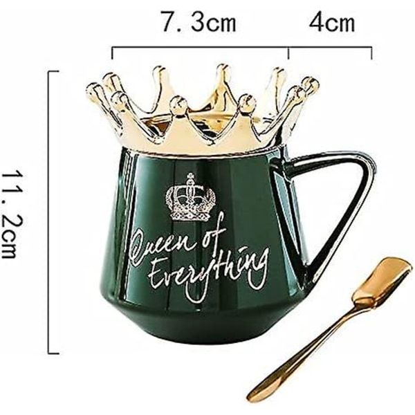 Queen Of Everything Mugg,keramisk konstmugg med kronlock och sked,keramisk kaffekopp present till vän Lärare Flickvän Hustru