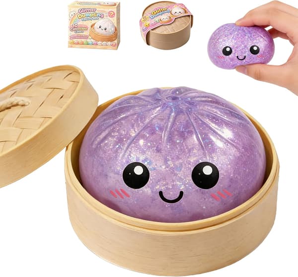Glitter Dumpling, Glitter Dumpling Squishy Box, Angstdempende Fidget Sensorisk Myk Klem Dekompresjonsdeig Stressgaver (Lilla) purple