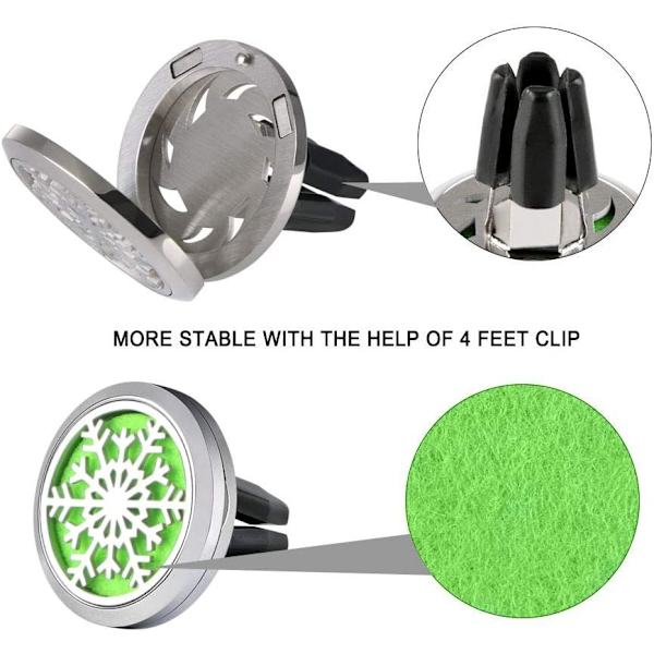 Vicloon Bil Aromaterapi Eterisk Olje Diffuser, Eterisk Olje Diffuser i Rustfritt Stål, Bil Luftfrisker Klips, Luftfrisker i Rustfritt Stål [YJD] 1pcs-Snowflake Style