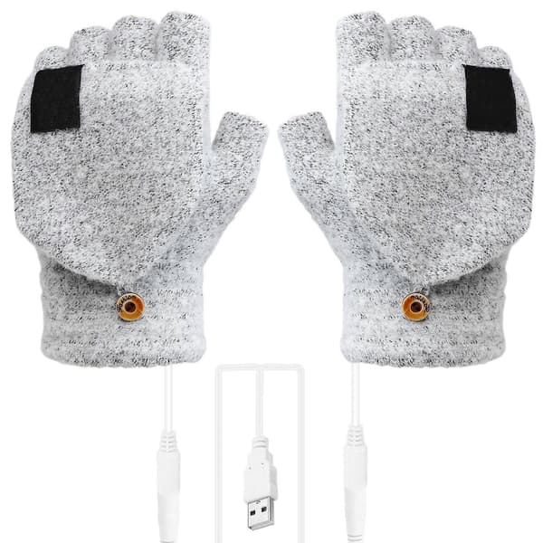1 par USB-opvarmede handsker varme varmende luffer håndvarmere handsker til kold vinter [YJD] Grey