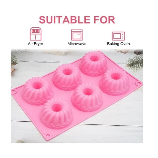 Set med 2 Mini Savarinformar, 6 hålrum Silikonform, Återanvändbar Mini Savarinform, Silikonform, Non-Stick Form - sh[YJD][YJD]