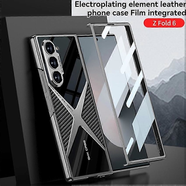 Telefondeksel Foldet Belagt Supersonic Deksel Integrert Skall-Membran Beskytter for Samsung ZFOLD 6[HK] Carbon Fiber Textured