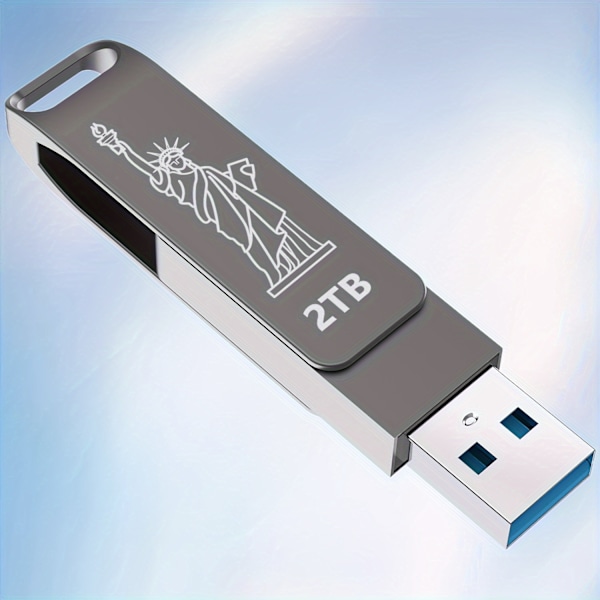 2GB Höghastighets USB-minne - Roterande metall-tumme med 360° nyckelhålsdesign - Extern lagring för PC, bärbar dator, stationär dator med snabb dataöverföring