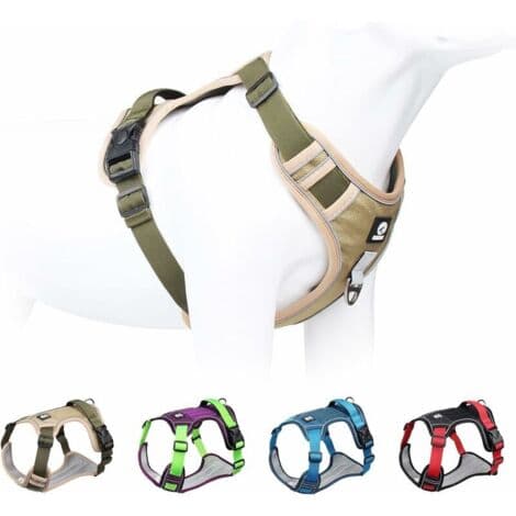 Justerbar \"no-pull\" sele för medelstora hundar – 1680D Oxford-tyg – Molle-system – Förbättrad säkerhet – Reflex khaki M[YJD]