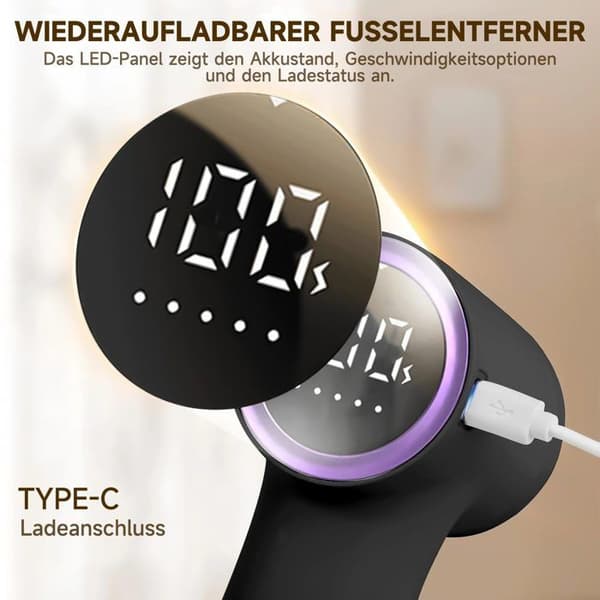 Fjernelse af fnug - INGEN - Elektrisk - Genopladelig - 5 hastigheder - LED-display