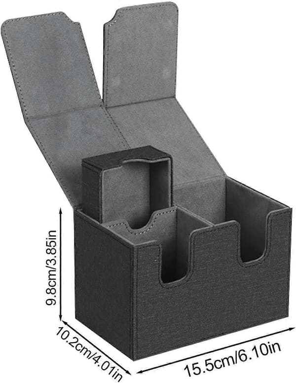 Samlekortspilsæske, Kortspilsæsker - PU-læder opbevaringsetui til kortspil med magnetisk lukning, U-formet åbning, solid konstruktion, bridge-æske [YJD] Grey