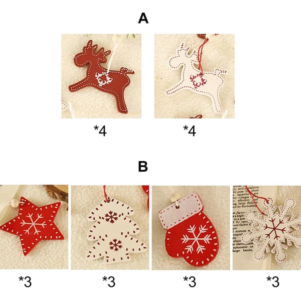 Julgransdekoration i trä. [YJD] Red 12pcs
